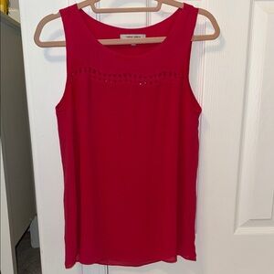 Pink Sleeveless Camisole with Laser-Cut Yoke